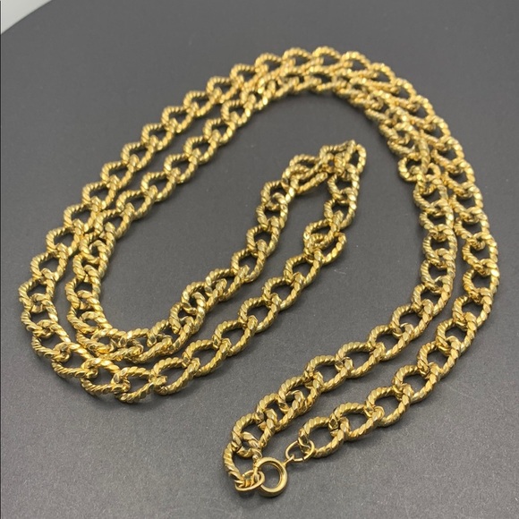 Vintage Heavy Gold Tone Chain Necklace 36” Spring Ring Clasp Textured Layering - Picture 1 of 6